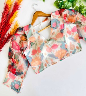 Organza Blouse-White Floral YNF900100