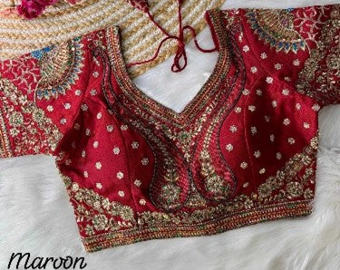 Designer Party Wear Fashion Blouse- Maroon