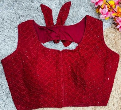 Party Wear Fashion Blouse-Red YNF90019RED