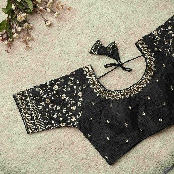 Party Wear Silk Blouse - Black YNF90028BLK