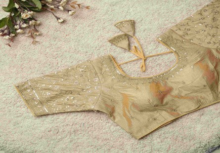 Party Wear Blouse Embroidery-YNF90032GOLD