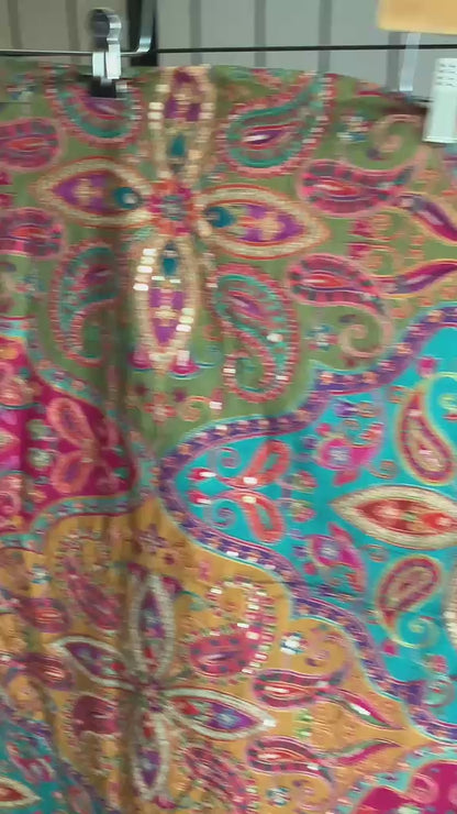 Multicolor Chinnon Silk Saree with Heavy Sequin & Zari Work | Party Wear Saree with Stitched Blouse