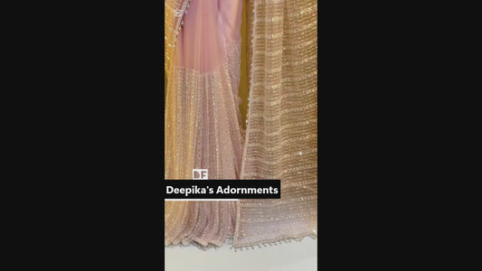 MOTI HANDWORK LACE AND INTRICATE SILVER SEQUENCE PURE NET Pre-Stitched  SAREE