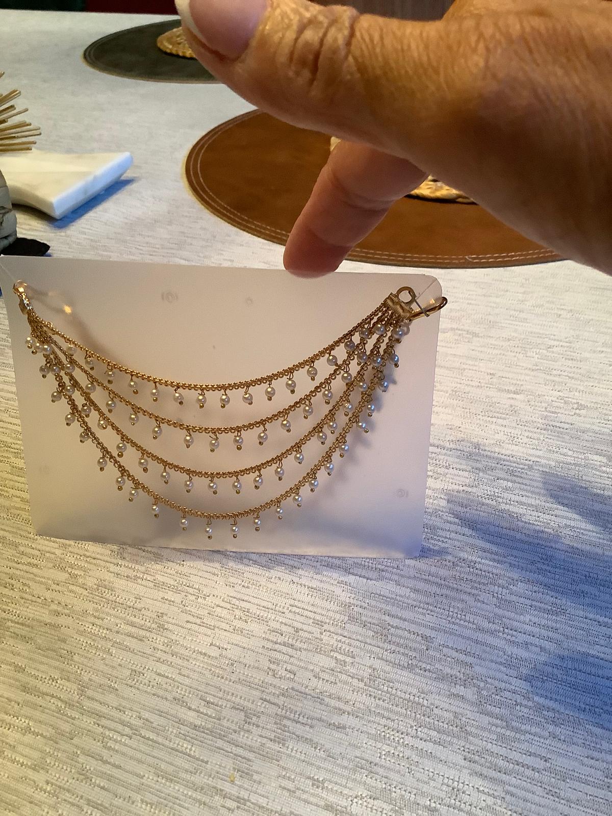 Gold Multi-Layer Pearl Shahara - Bridal Hair Chain Accessory for Earrings Deepika's Adornments